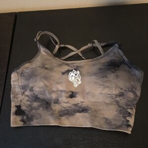Darc Sport Gray Tie-Dye Sports Bra with Logo